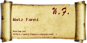 Watz Fanni névjegykártya